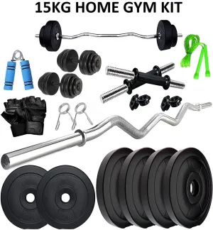 15Kg Home Gym Set | Home Gym Combo | Gym equipment | 3 Feet Curl Rod  | One Pair dumbbell Rod with Home Gym Set & Gym Accessories