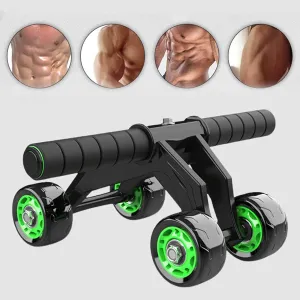 4 Wheels Power Wheel Triple Abdominal Roller Abs Workout Fitness Machine Gym