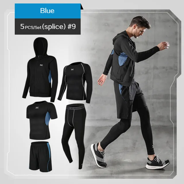 5 Pcs/Set Men's Tracksuit Gym Fitness Compression