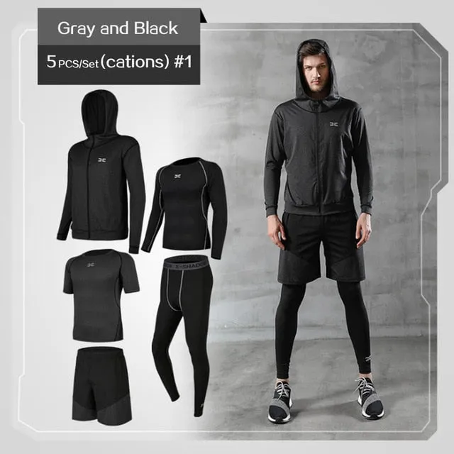 5 Pcs/Set Men's Tracksuit Gym Fitness Compression