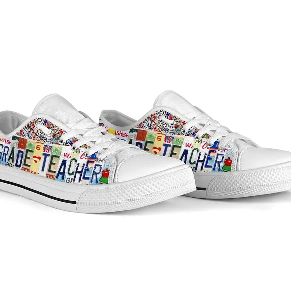 5Th Grade Live Love License Plates Low Top Shoes, Teacher Shoes, Low Top Sneakers