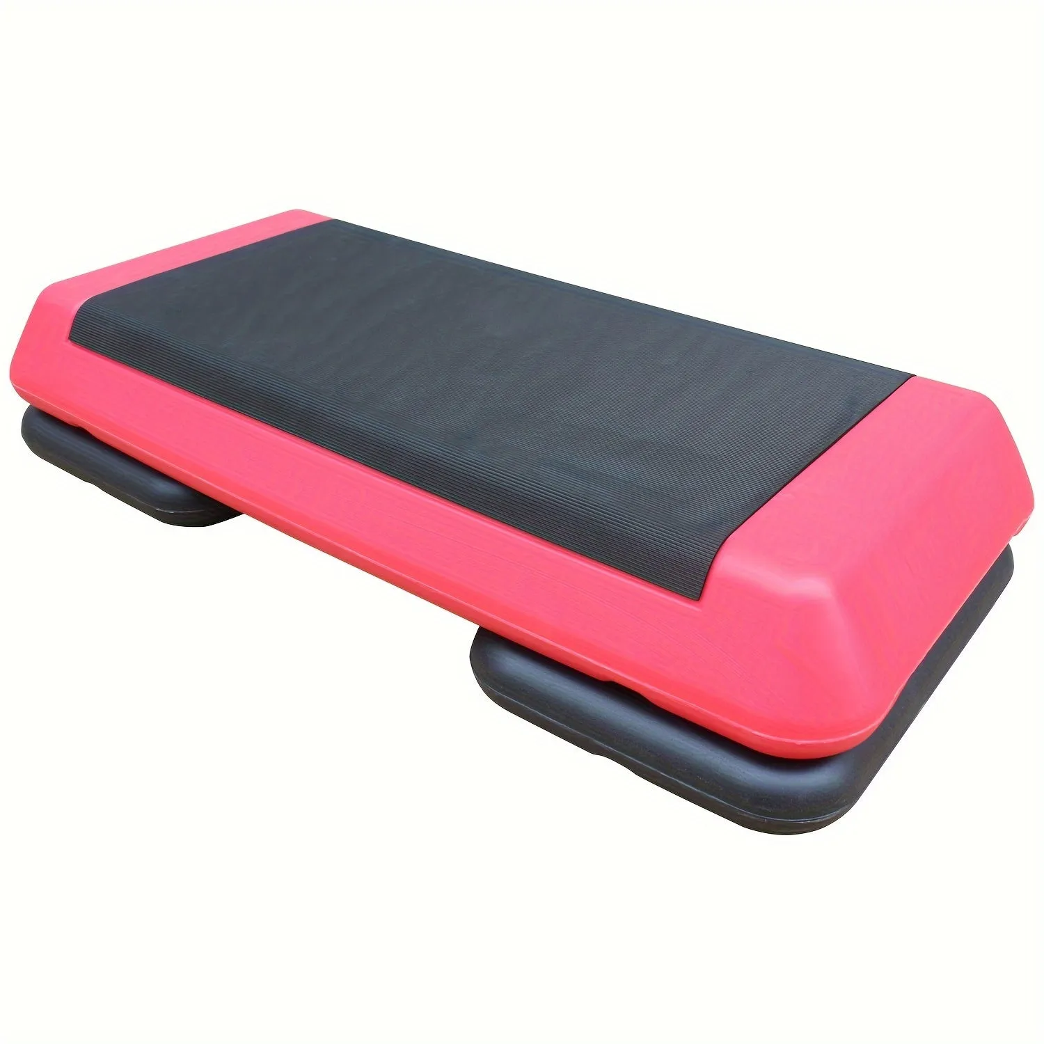 Adjustable Workout Aerobic Stepper in Fitness & Exercise Step Platform Trainer Red Black with 2/4 Risers