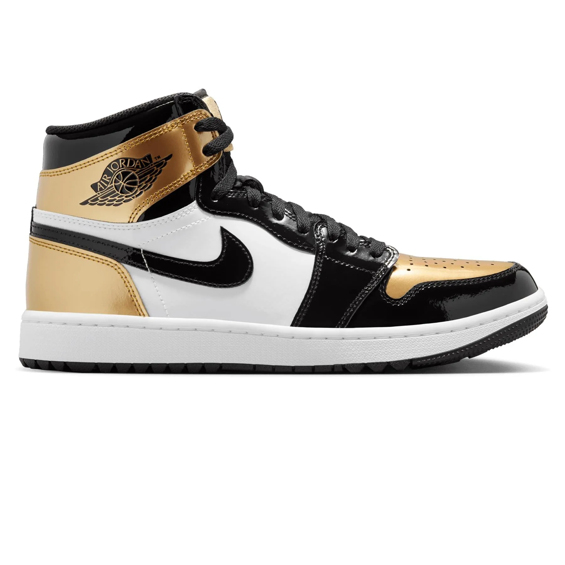 Air Jordan 1 High Top Golf Shoes Black/Metallic Gold - W24