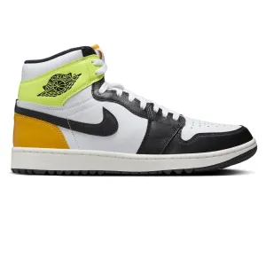 Air Jordan 1 High Top Golf Shoes White/Black/Gold Volt - W24