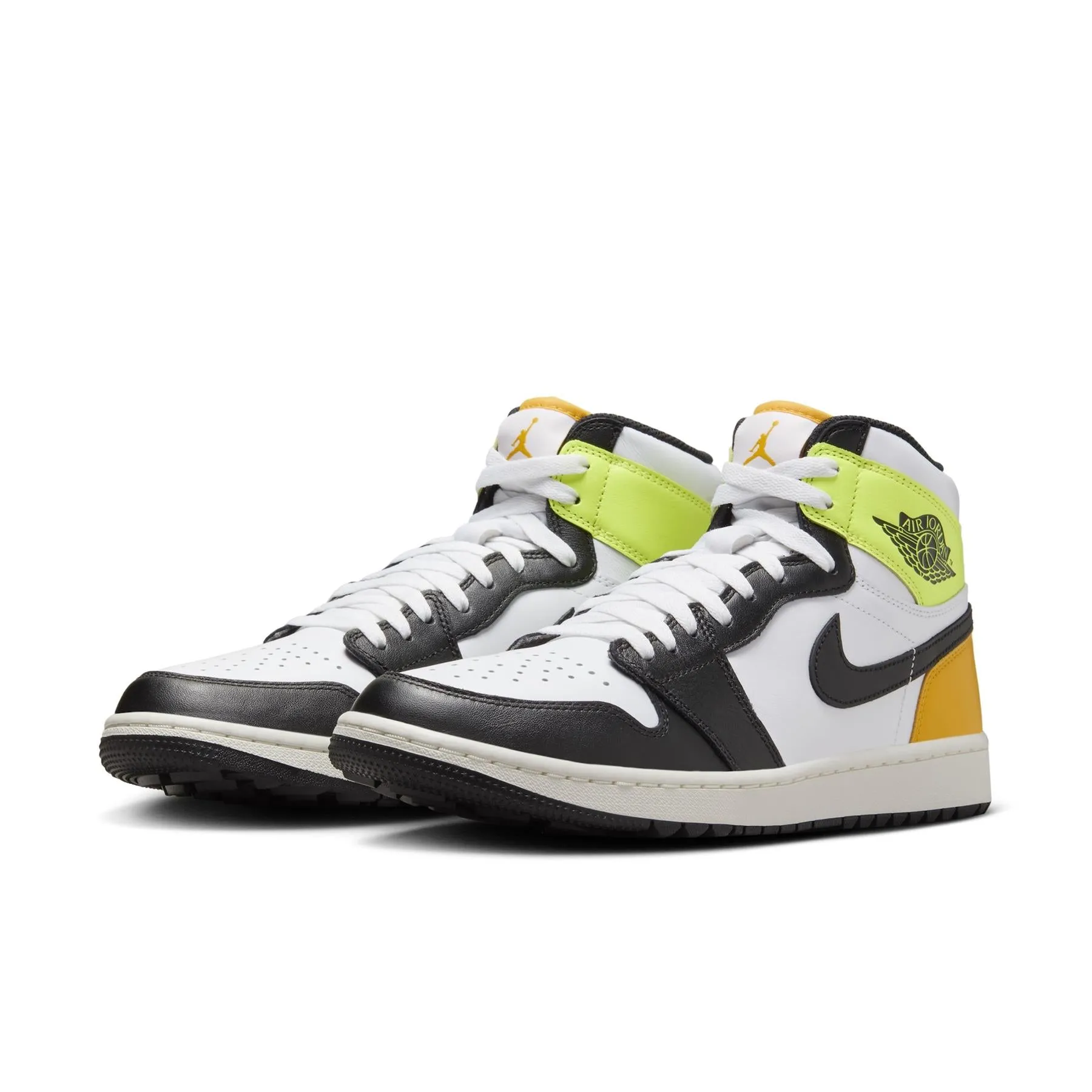 Air Jordan 1 High Top Golf Shoes White/Black/Gold Volt - W24