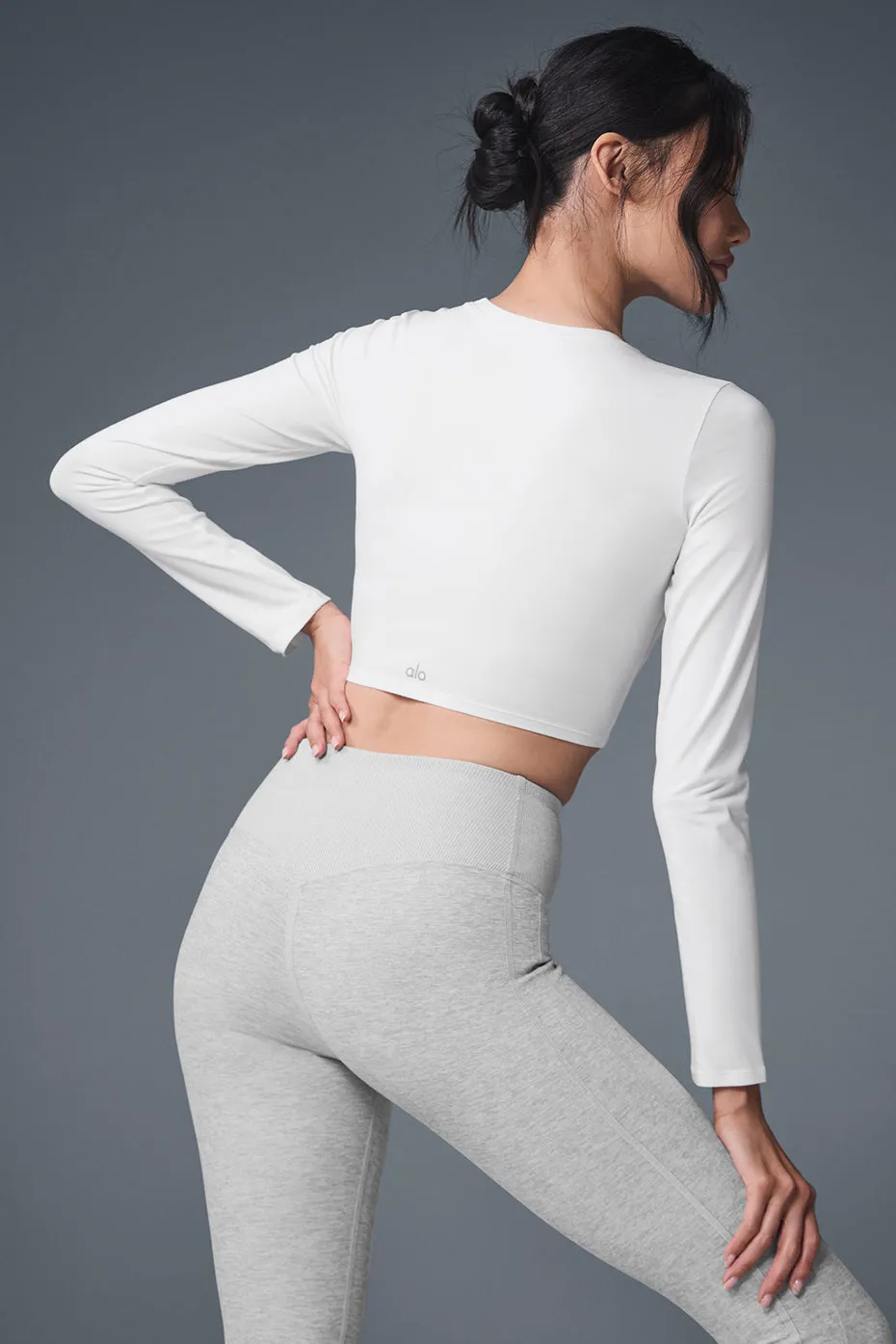 Alosoft Crop Finesse Long Sleeve - White