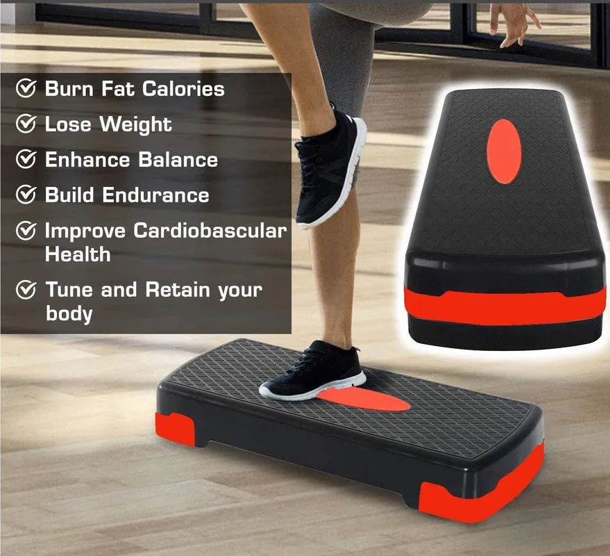 ALYV Level Adjustable Aerobic Exercise Stepper Non-Slip Textured Surface Workout Stepper (Multicolor)