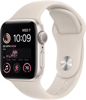 Apple Watch SE 2 (2022) 44mm (GPS CELLULAR) Starlight Aluminum Case with Starlight Sport Band  - Size:M/L - (MNTX3LL/A/A)