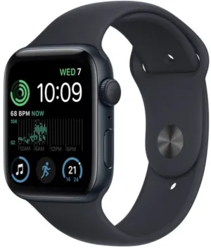 Apple Watch SE 2 (2022) 44mm (GPS) - Midnight Aluminum Case with Midnight Sport Band - Size: M/L - (MNTG3LL/A)