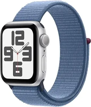 Apple Watch SE 2 (2023) 44mm (GPS CELLULAR) - Silver Aluminum Case with Storm Blue Sport Loop - Size:One Size - (MRHL3LL/A)