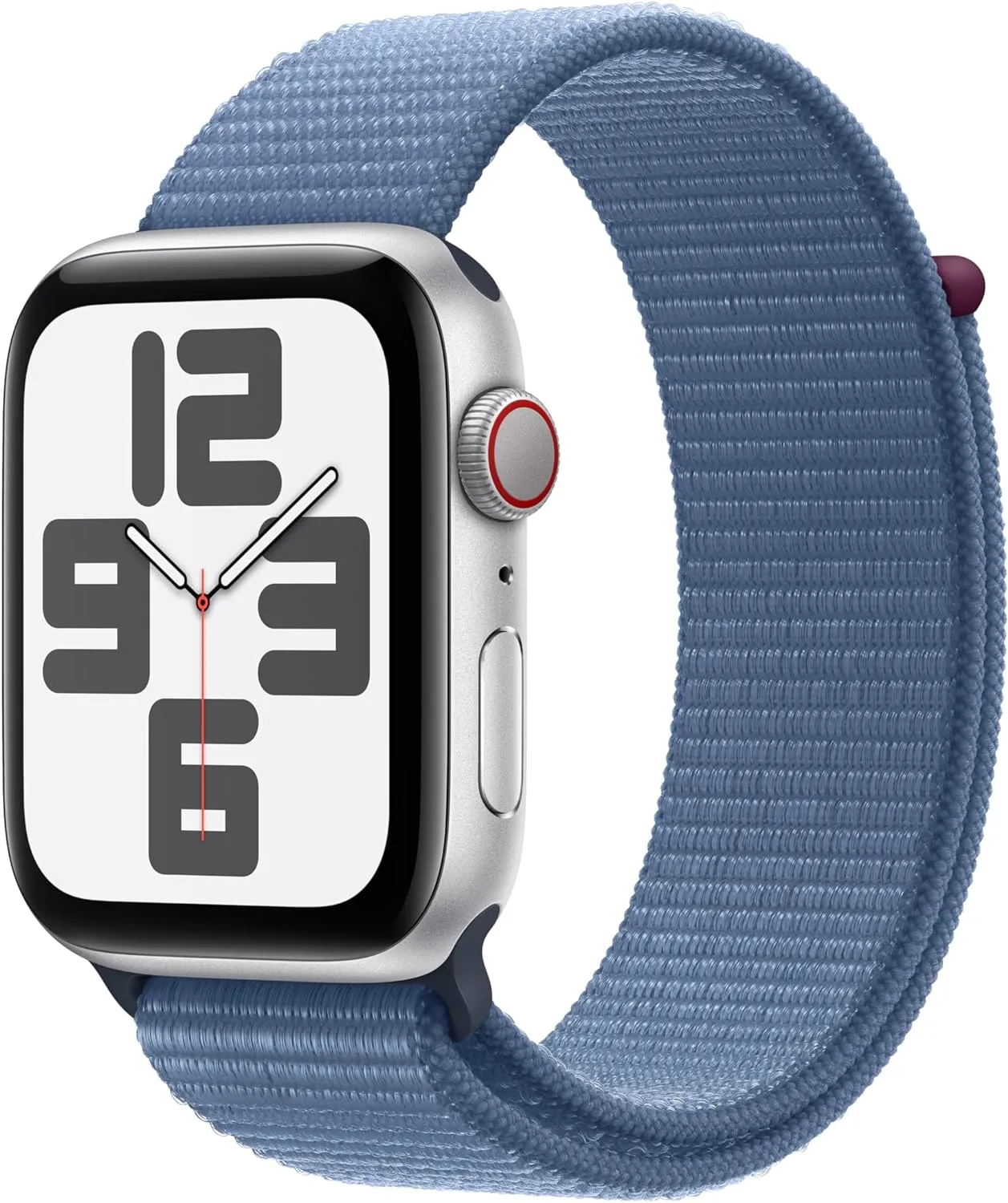 Apple Watch SE 2 (2023) 44mm (GPS CELLULAR) - Silver Aluminum Case with Storm Blue Sport Loop - Size:One Size - (MRHL3LL/A)