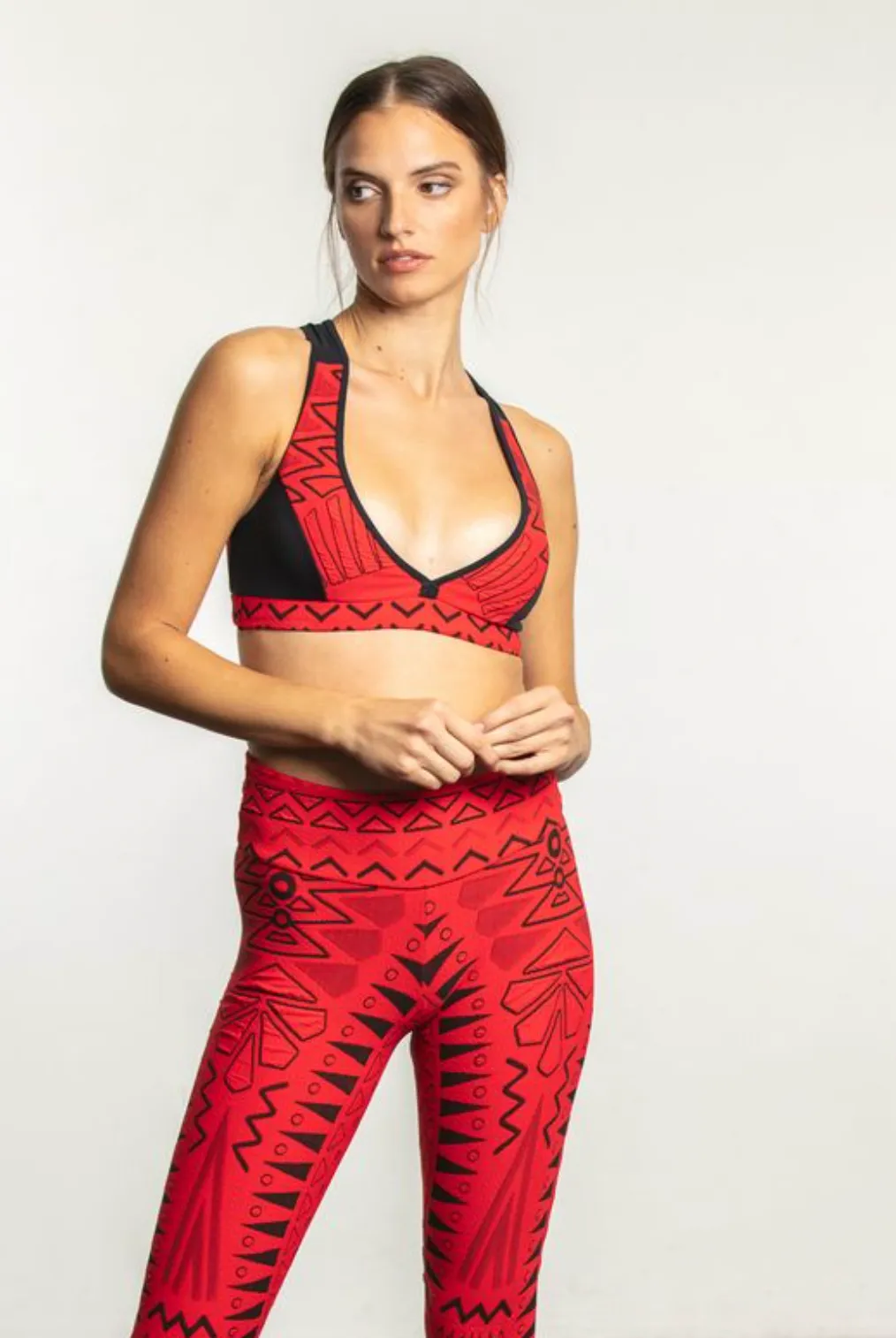 Aztec Bra | Jacquard Red with Black