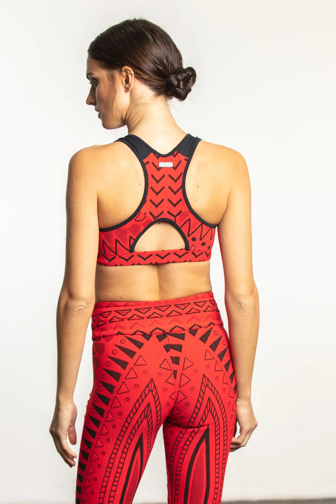 Aztec Bra | Jacquard Red with Black