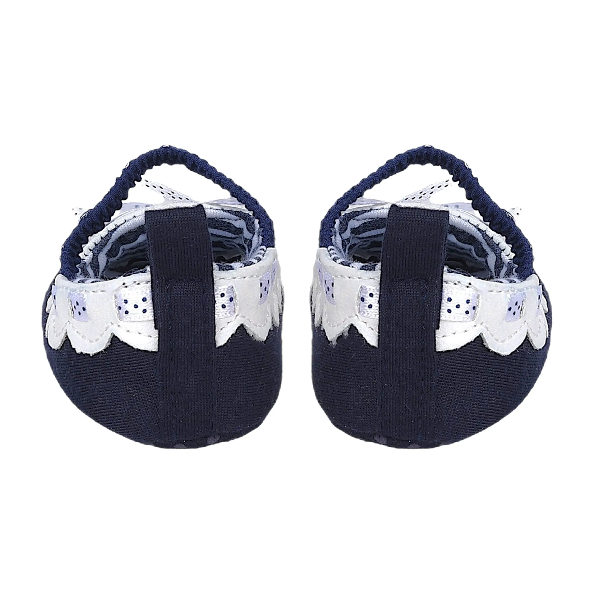 Baby Moo Bow Knot Elastic Strap Slip-On Anti-Skid Ballerina Booties - Navy Blue