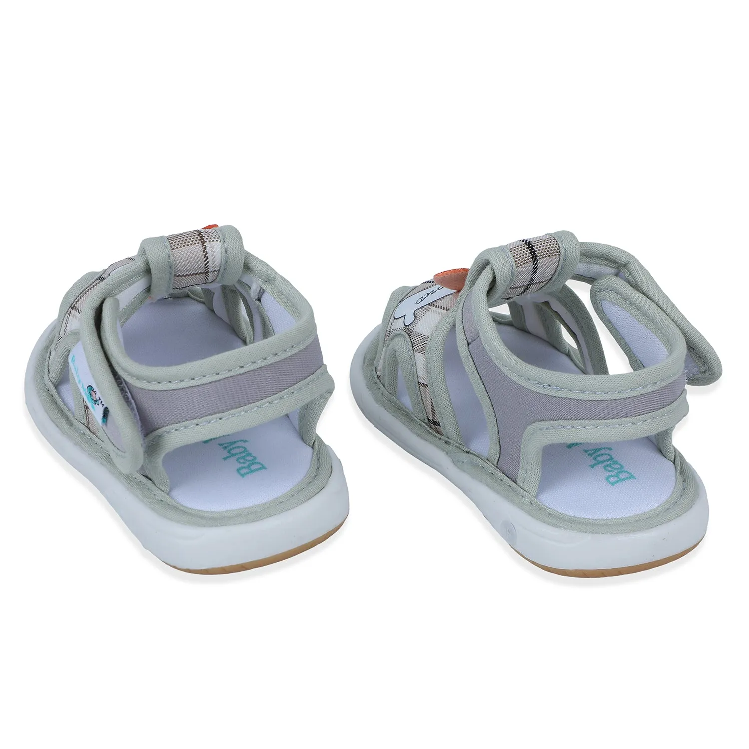 Baby Moo Cute Puppy Checked Chu-Chu Sound Breathable Anti-Skid Sandals - Multicolour