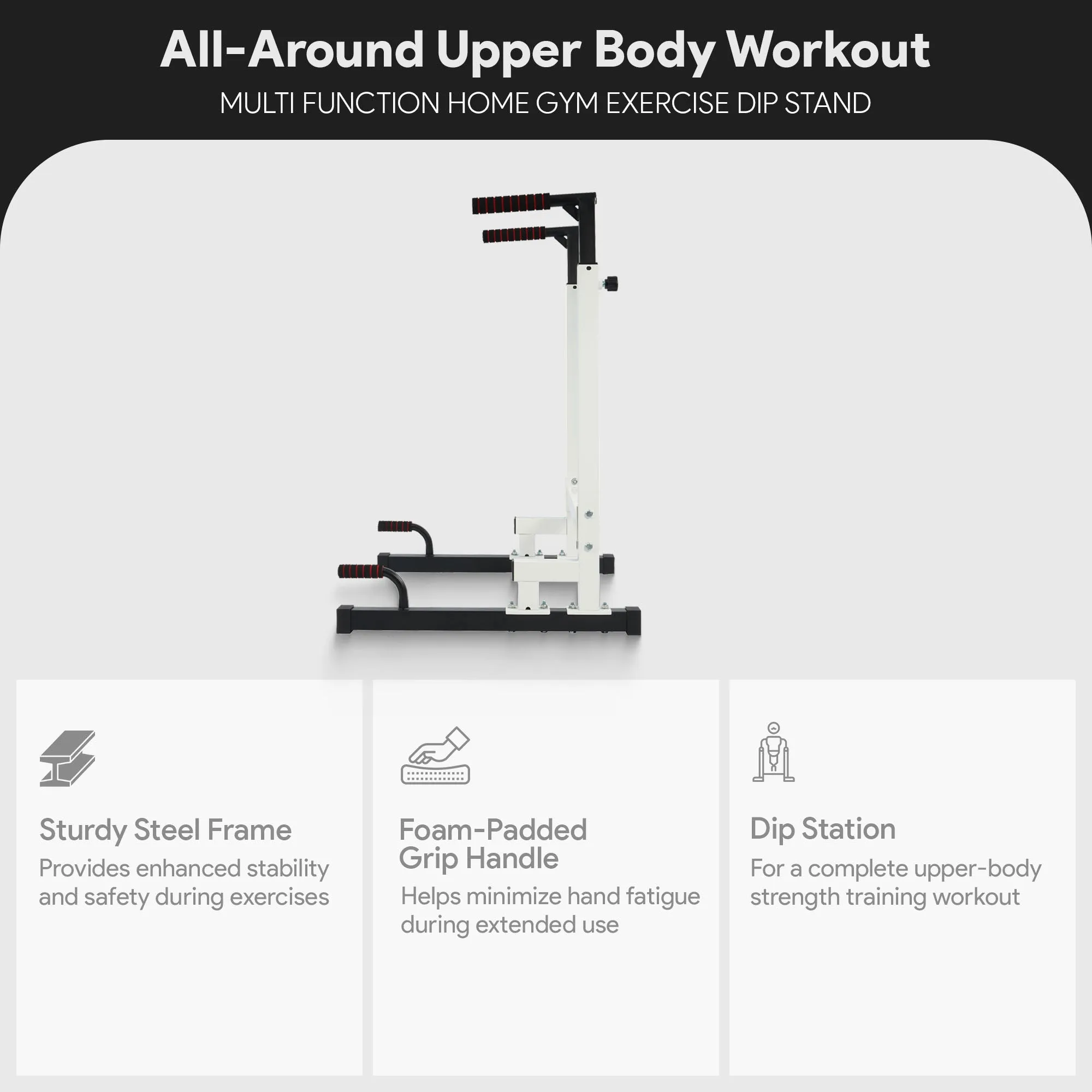 BalanceFrom Multi Function Home Gym Exercise Dip Stand, 500lb Capacity, White