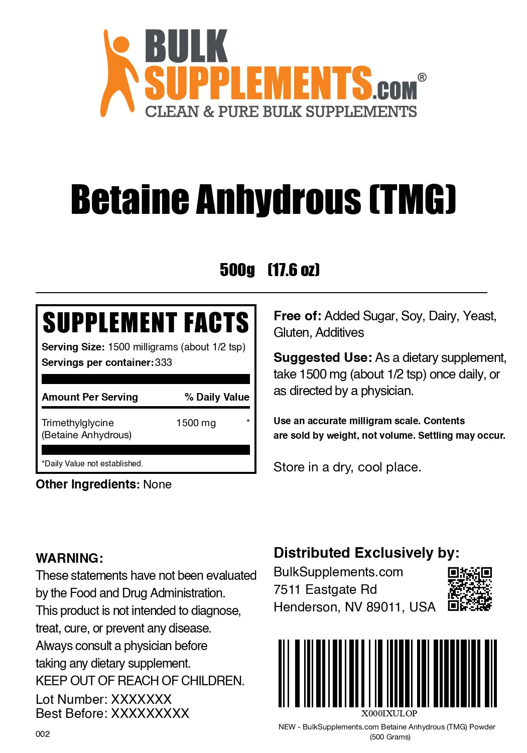 Betaine Anhydrous (TMG) Powder