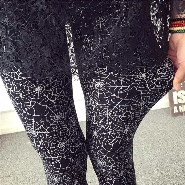 BIVIGAOS Spring Summer Womens Fashion Black Milk Thin Stretch leggings Colored Stars Graffiti Slim Skinny Leggings Pants Female