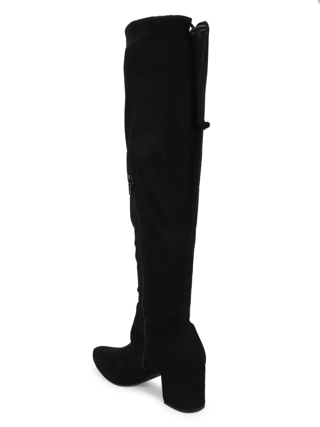 Black Suede Knee High Boots