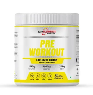 Body Elements Nutrition || Pre Workout Supplement Powder - 180g, Fruit Punch | 300mg Caffeine, 1000mg L-Arginine, 3000mg Beta Alanine Muscle Pump & Performance | For Men & Women