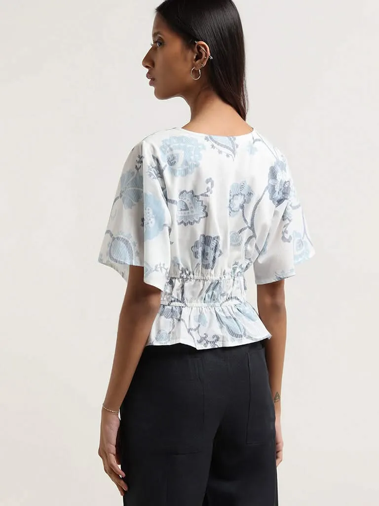 Bombay Paisley White Floral Printed Top