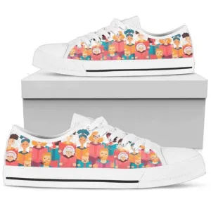 Book Women's Low Top Shoe, Canvas Shoes Design, Low Top Sneaker