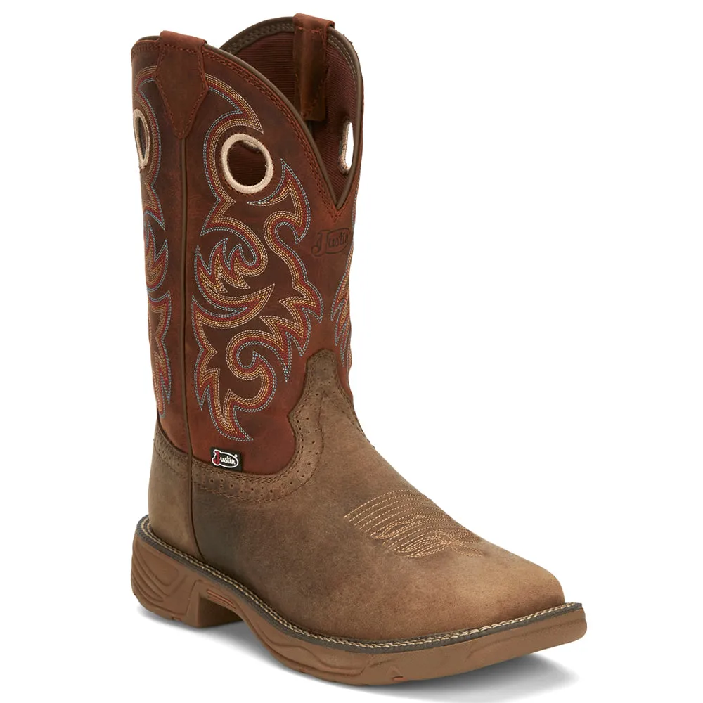 Buffalo Leather Embroidery Square Toe Cowboy Boots