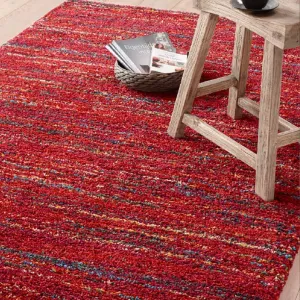 BUKHARA MULTI-COLOUR SOFT SHAGGY AREA RUG (Red, 120x170cm)