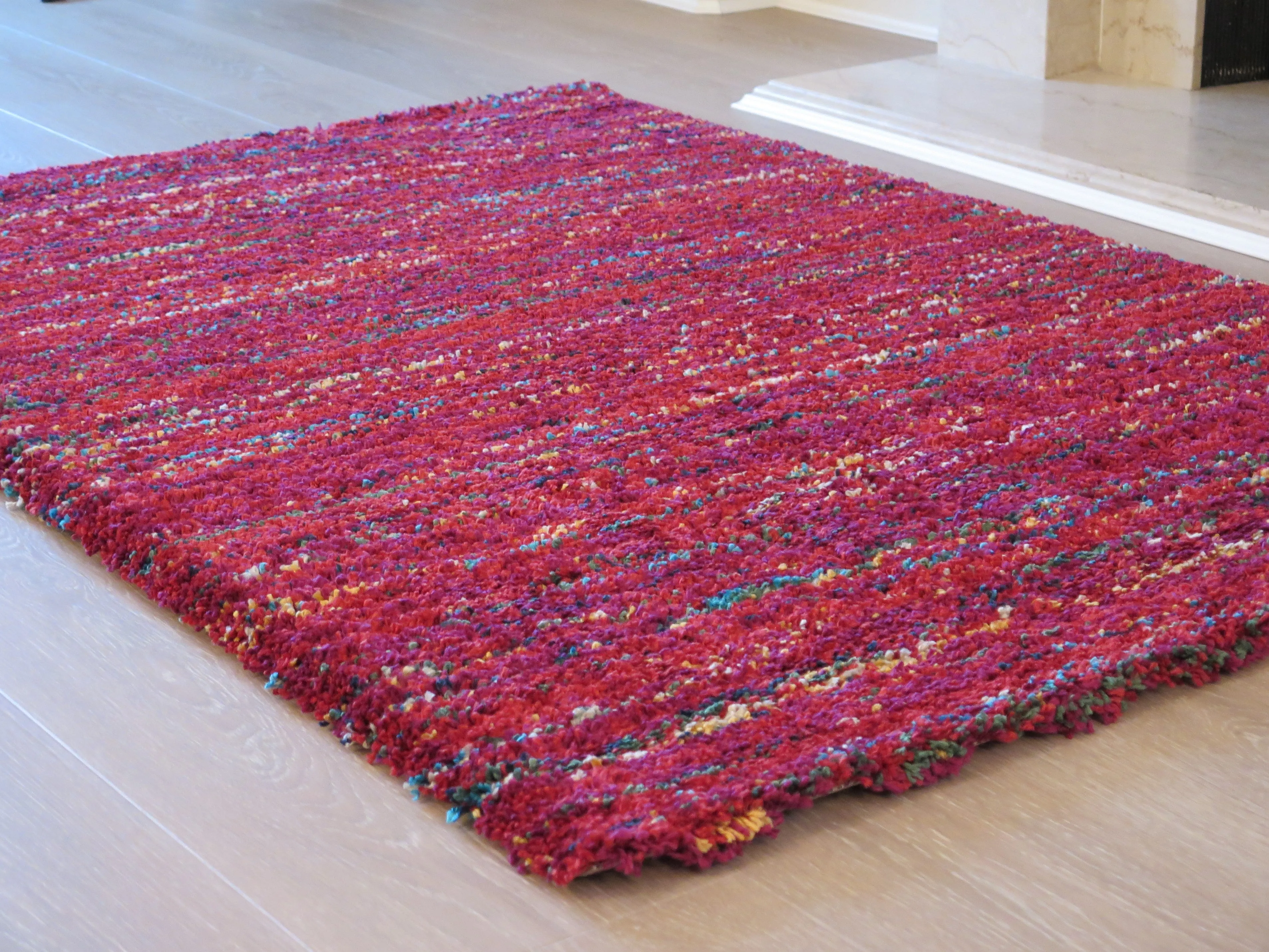 BUKHARA MULTI-COLOUR SOFT SHAGGY AREA RUG (Red, 120x170cm)