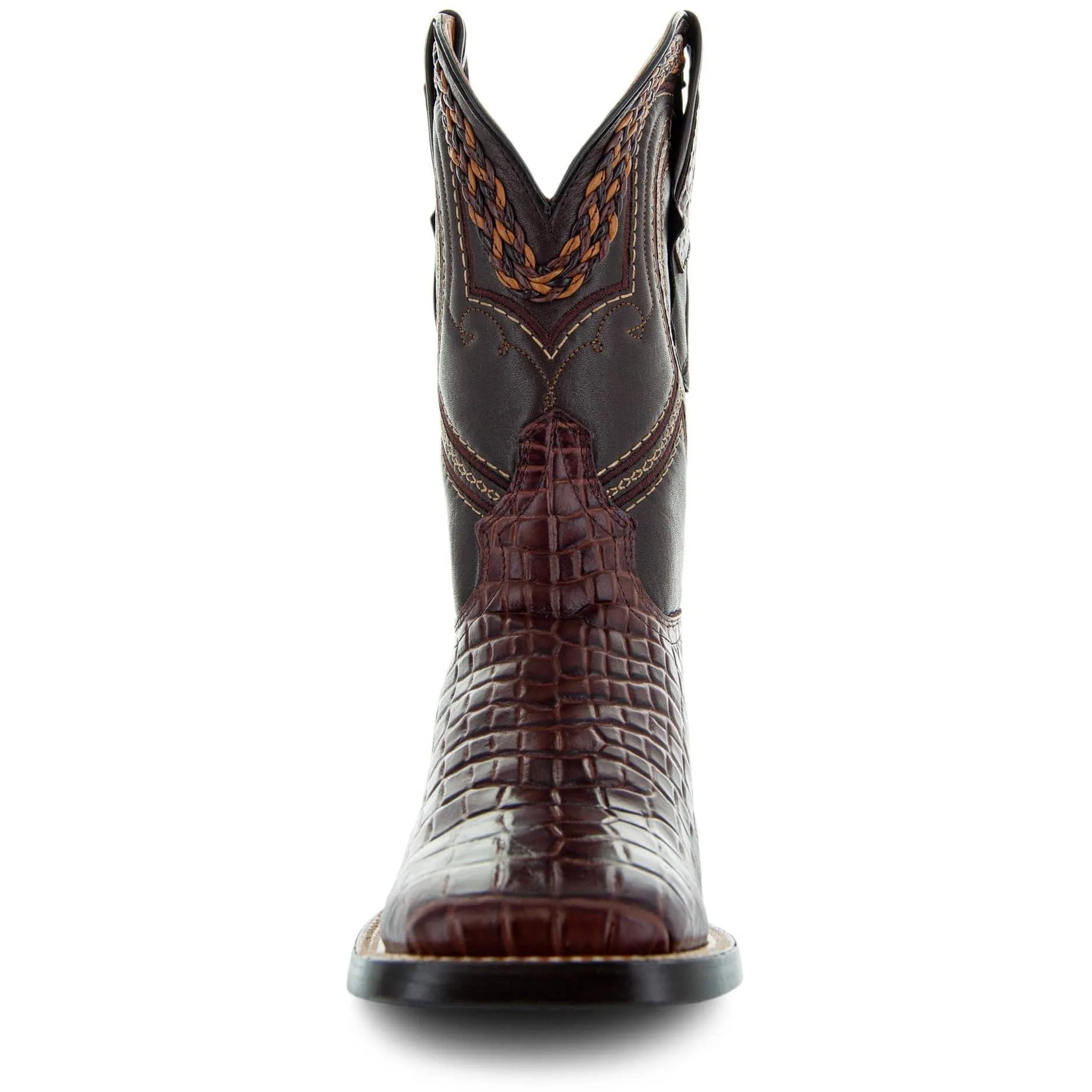 Caiman Hornback Print Cowboy Boots | Men's Square Toe Boots (H7005)