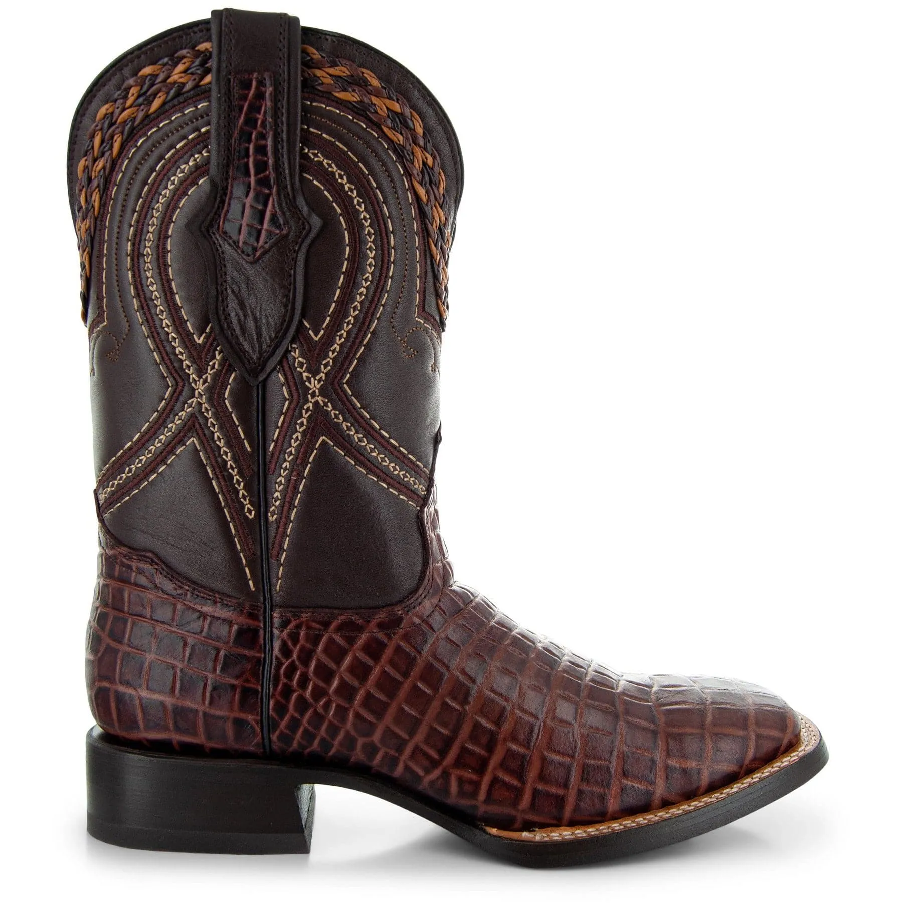 Caiman Hornback Print Cowboy Boots | Men's Square Toe Boots (H7005)