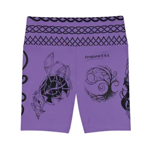 Celtic Tribal Tattoo - Purple Women's Workout Shorts - ZenGen USA ROCK SOLID