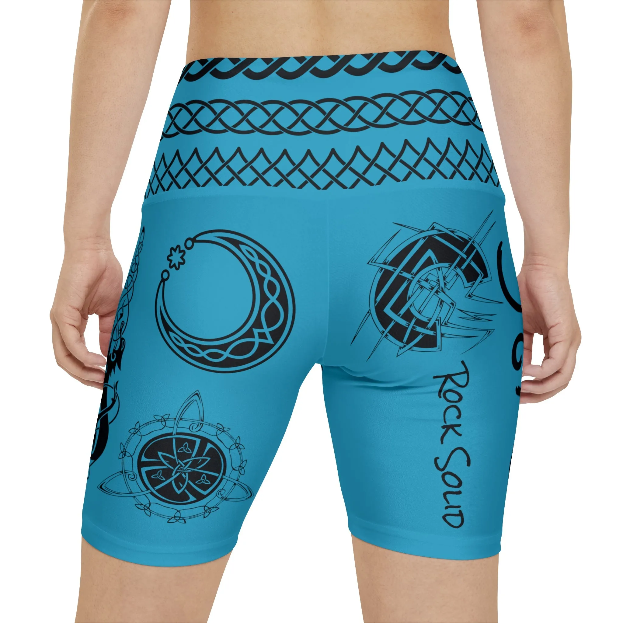 Celtic Tribal Tattoo - Turquoise Women's Workout Shorts - ZenGen USA ROCK SOLID