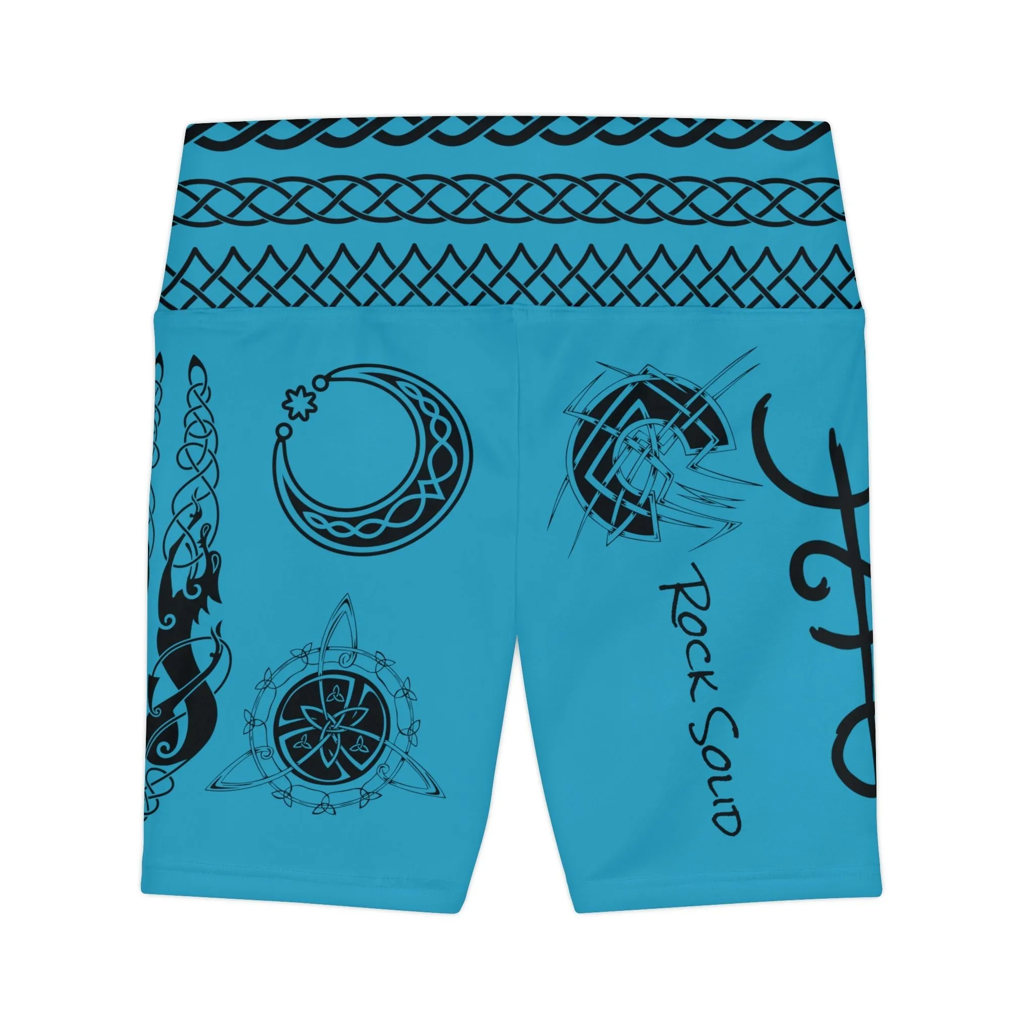 Celtic Tribal Tattoo - Turquoise Women's Workout Shorts - ZenGen USA ROCK SOLID