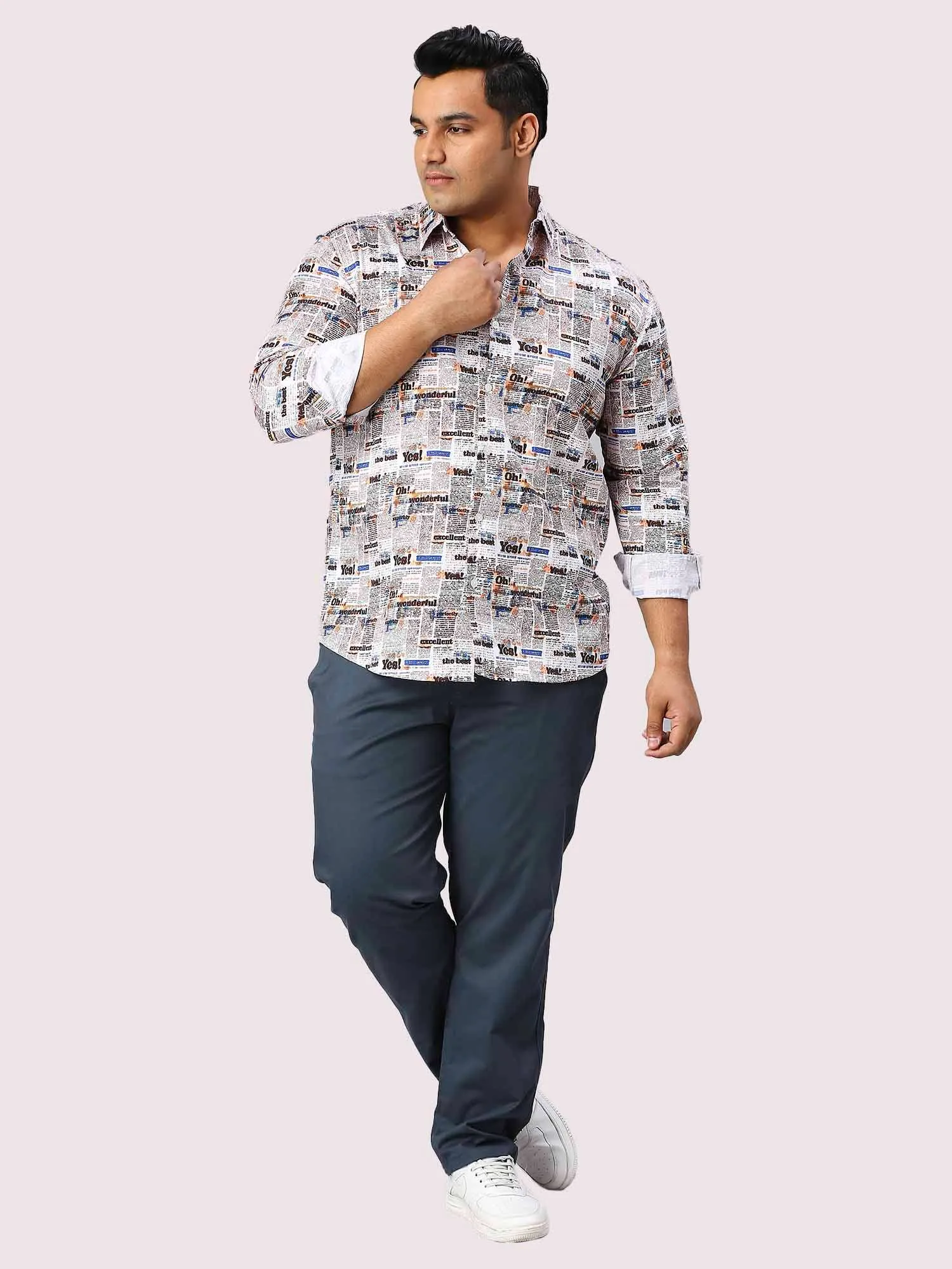 Chronicle Digital Printed Full Sleeve Men's Plus Size Shirt