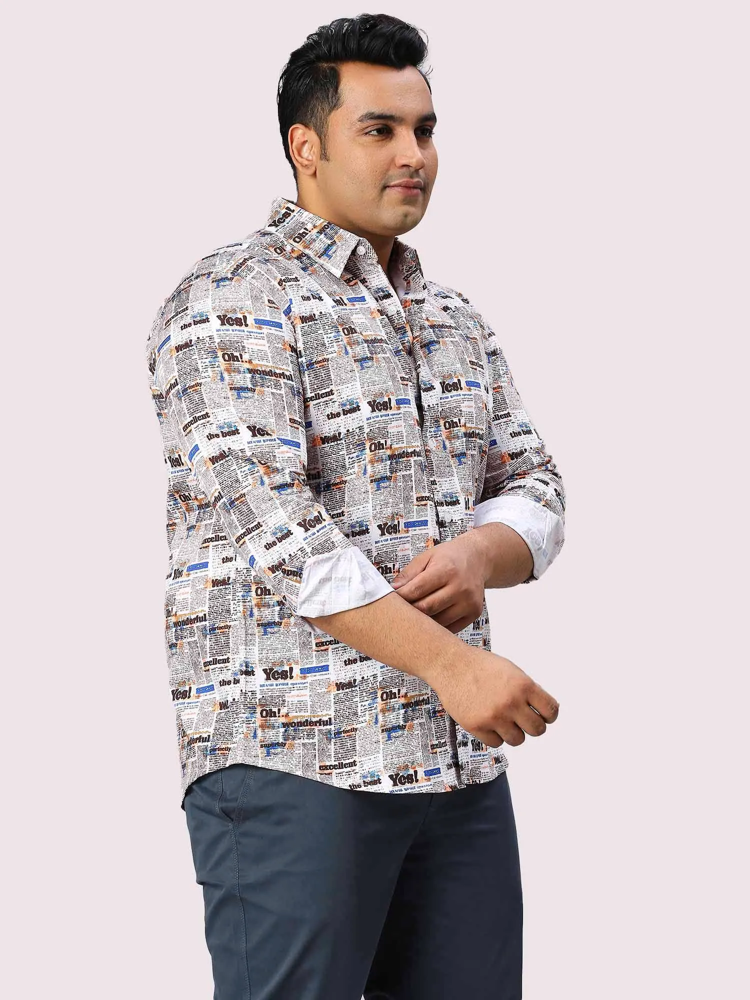 Chronicle Digital Printed Full Sleeve Men's Plus Size Shirt