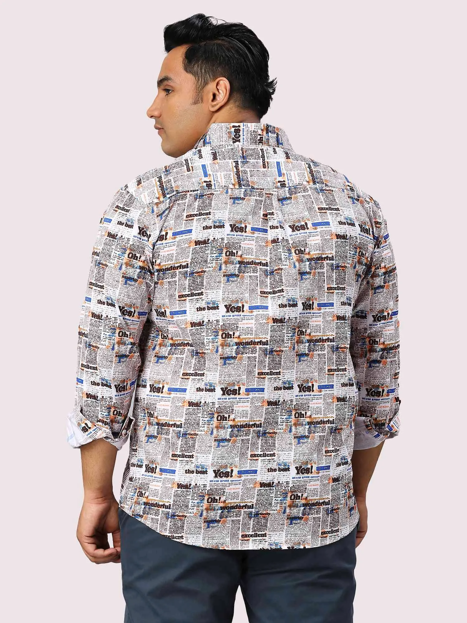 Chronicle Digital Printed Full Sleeve Men's Plus Size Shirt