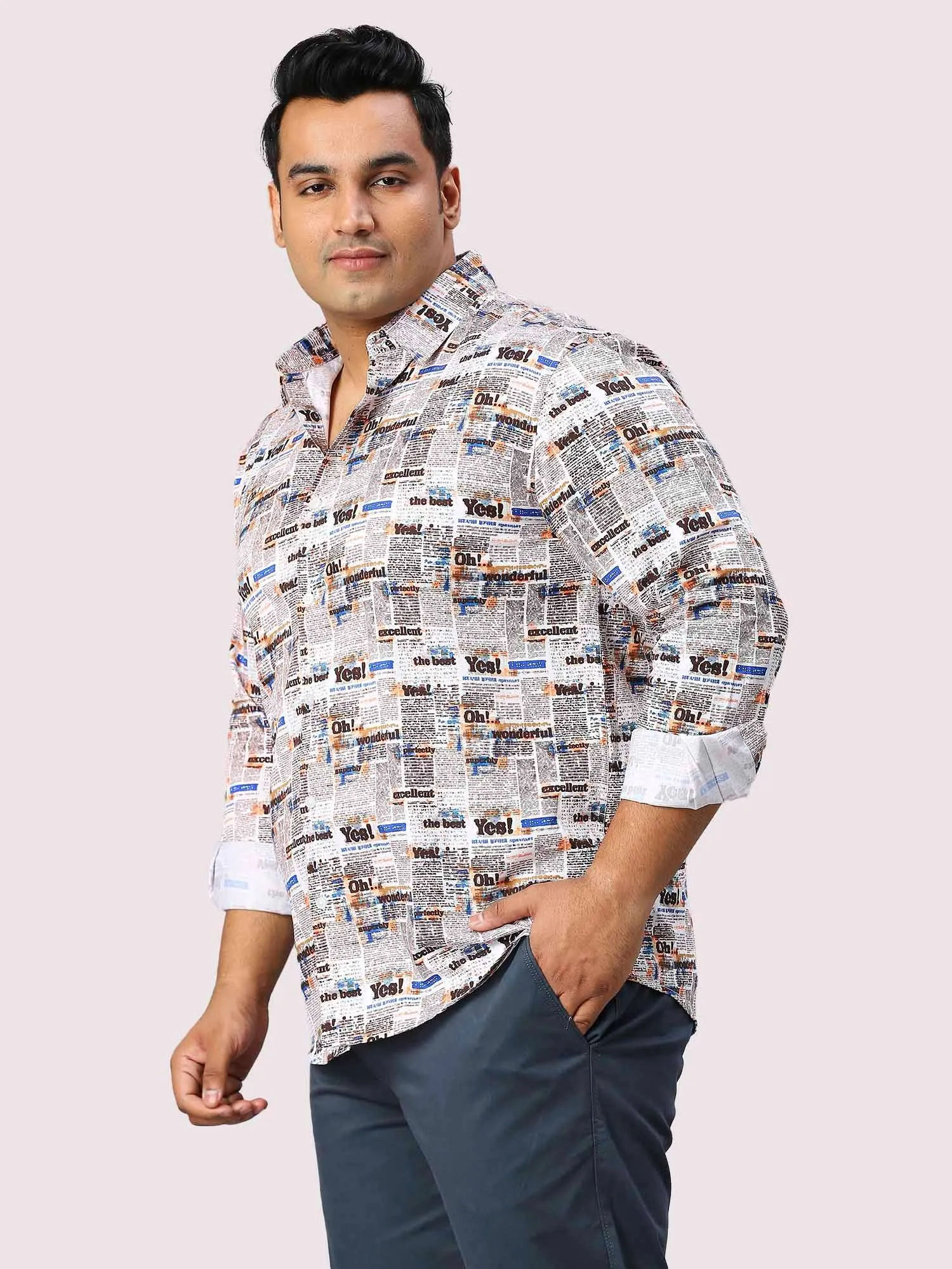 Chronicle Digital Printed Full Sleeve Men's Plus Size Shirt