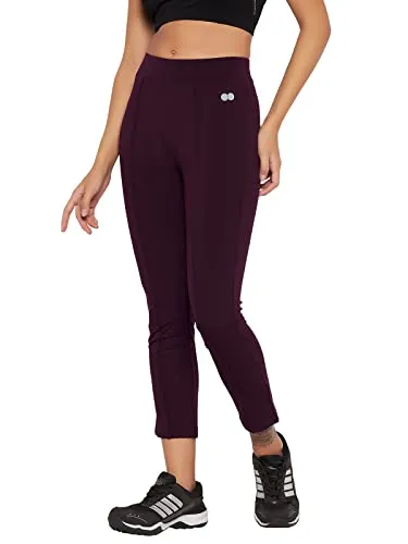 Clovia Women's Snug-Fit High Rise Active Tights (AB0051P15_Purple_S)