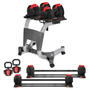 CORTEX Revolock V2 48kg Adjustable Dumbbell   Barbell   Kettlebell All-in-One Set with Stand (24kg Pair)