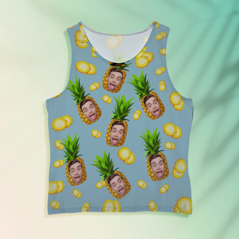 Custom Face Tank Tops Men's Sleeveless Shirt Big Pineapple