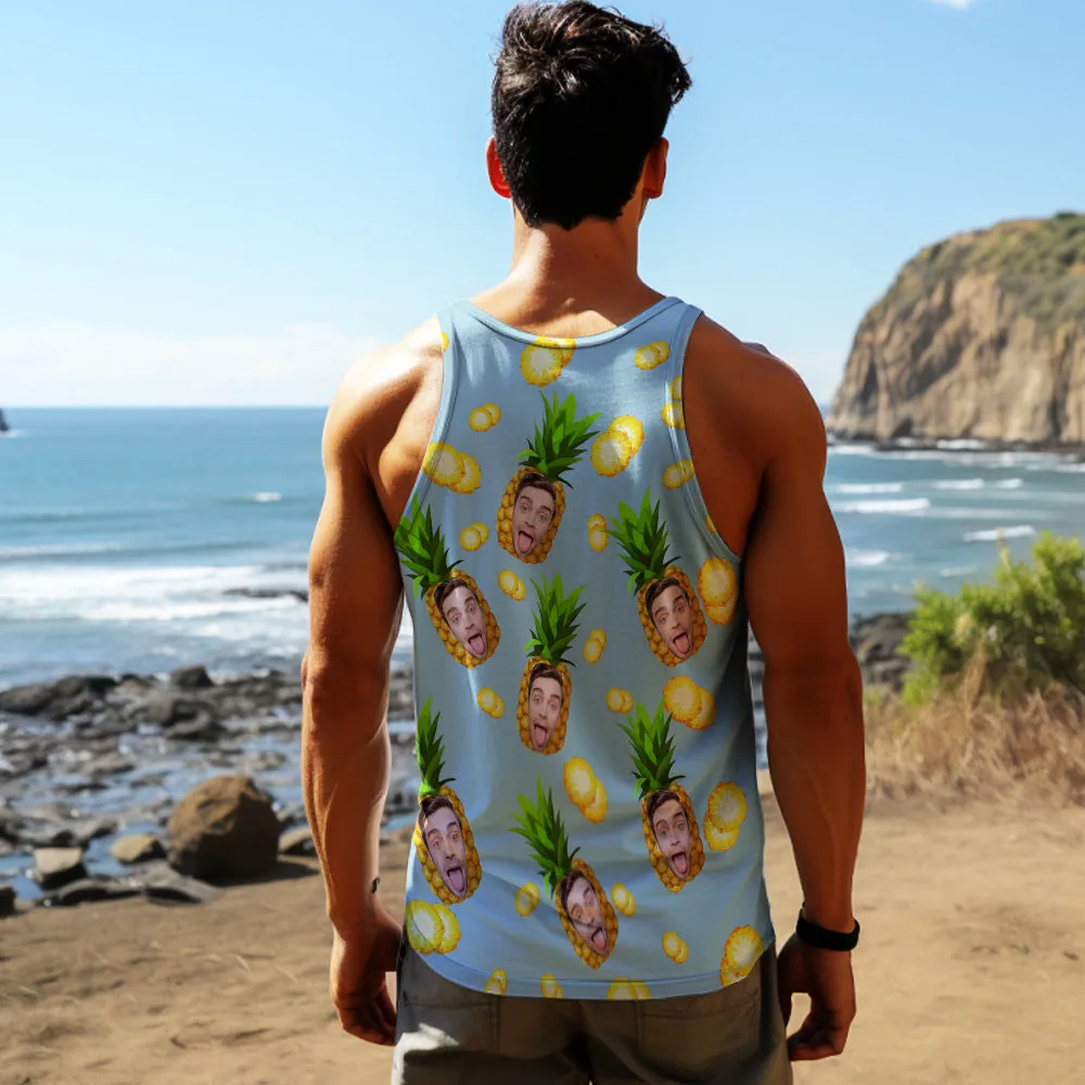 Custom Face Tank Tops Men's Sleeveless Shirt Big Pineapple