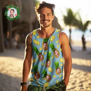 Custom Face Tank Tops Men's Sleeveless Shirt Big Pineapple