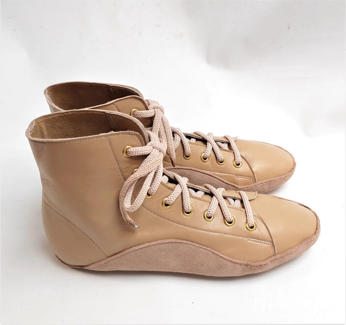 CUSTOM MADE Beige/Camel Tightrope Boots w/ZIP