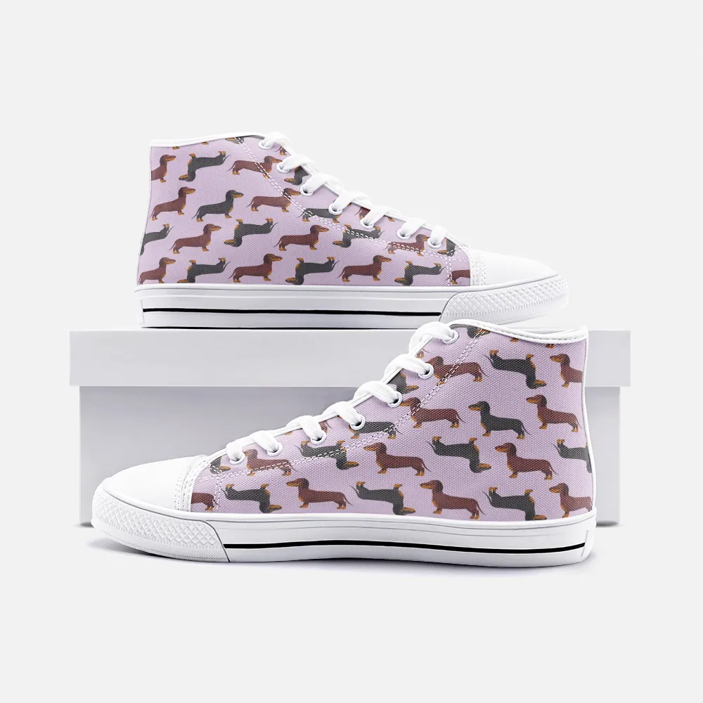 Dachshund Mauve High Top Unisex Canvas Shoes