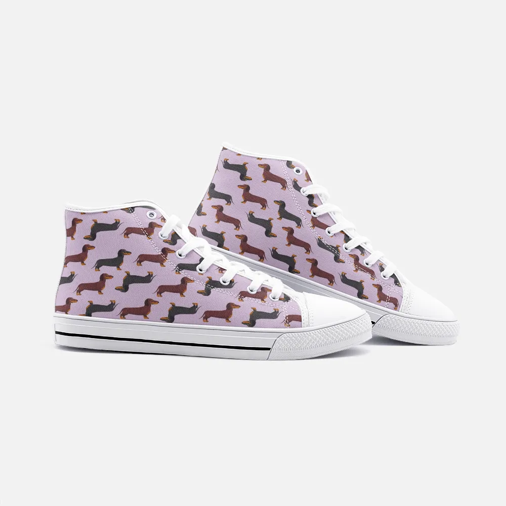 Dachshund Mauve High Top Unisex Canvas Shoes