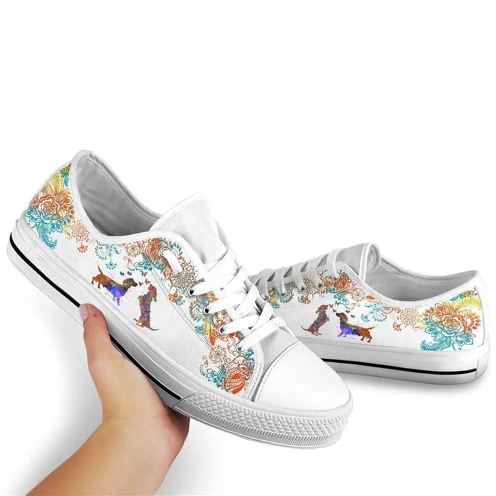 Dachshund Watercolors Low Top Shoes - Low Top Shoes Mens, Women, Dog Printed Shoes, Canvas Shoes For Men, Women