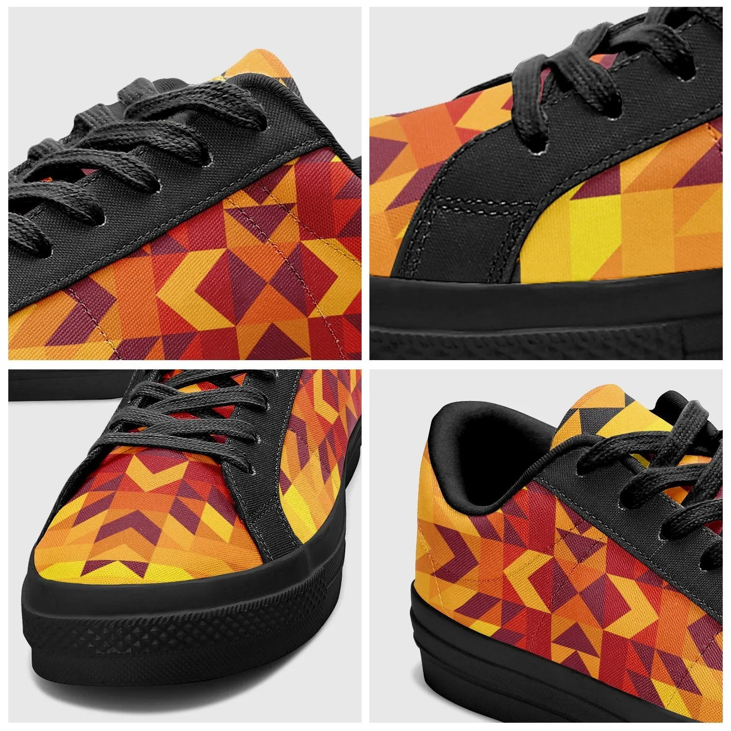 Desert Geo Yellow Red Aapisi Low Top Canvas Shoes Black Sole