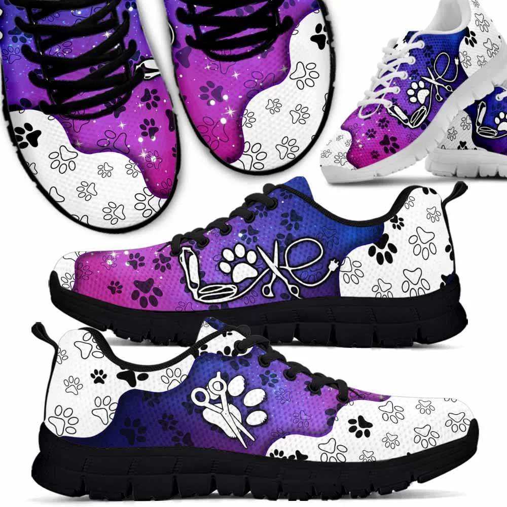 Dog Groomer Sneaker, Dog Groomer Gradient Tool Love Paw Pattern Sneakers Shoes, Best Running Shoes, Unique Gifts For Dog Lovers