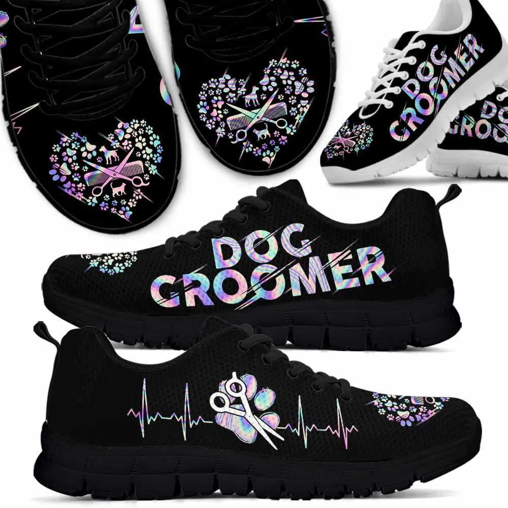 Dog Groomer Sneaker, Dog Groomer Heart Hologram Sneakers Shoes, Best Running Shoes, Unique Gifts For Dog Lovers